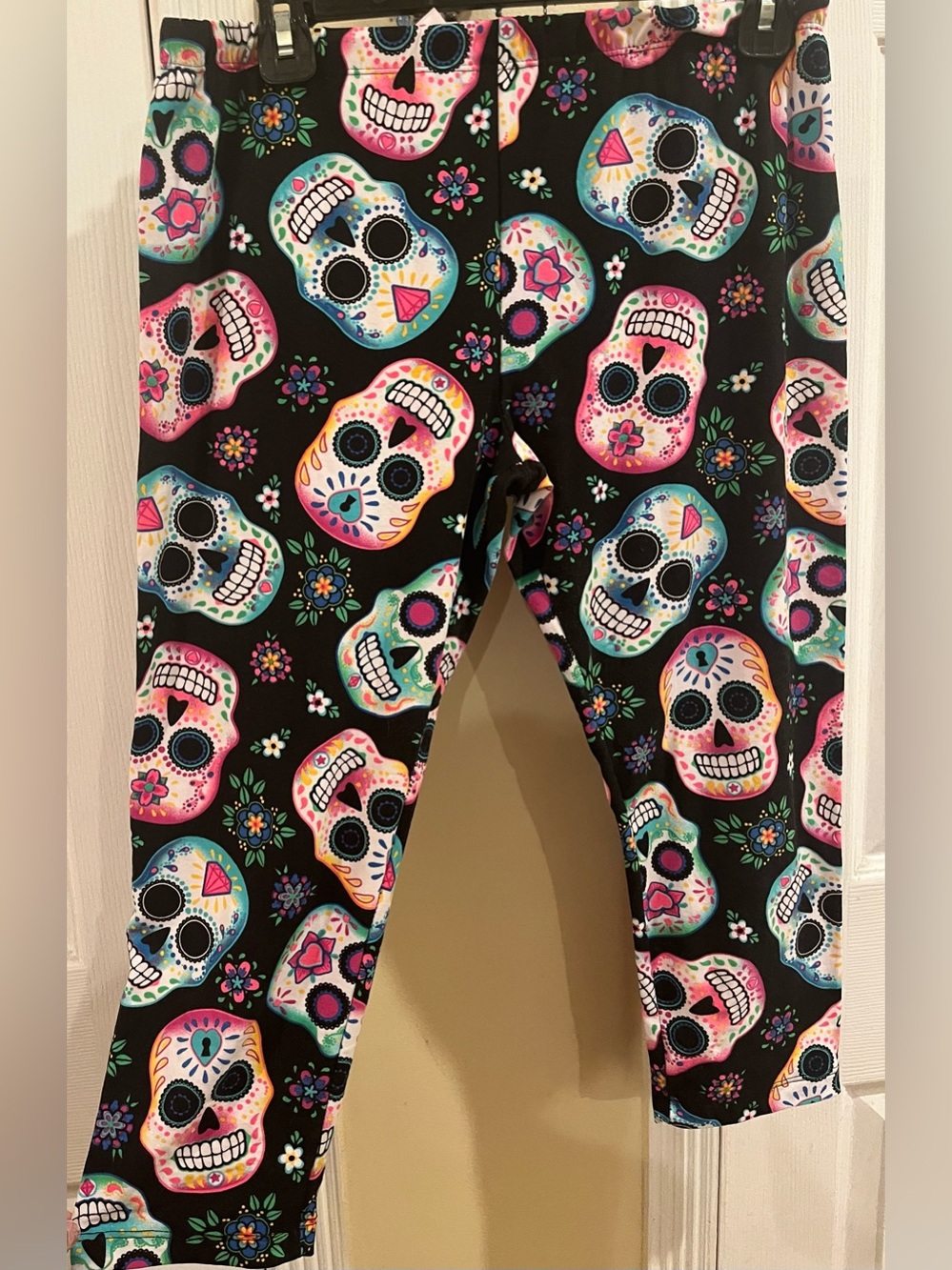 No Boundaries Black Leggings with Multicolor Sugar Skulls
